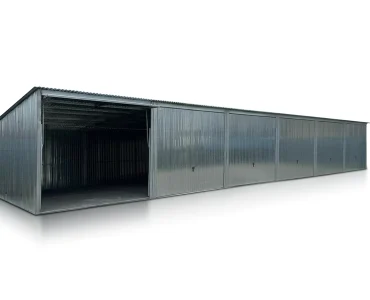Mobilgarázs 18x5 m, féltetős, billenő kapu, horganyzott