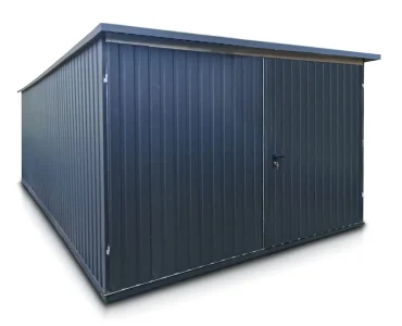 Mobilgarázs 3x5,5 m, féltetős, kétszárnyú kapu, fekete