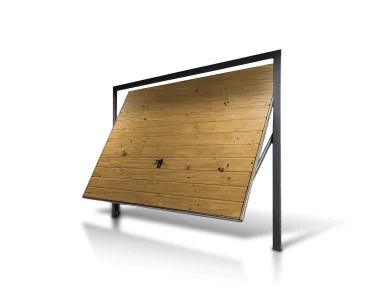 Pakeliami vartai 3,5x2,5 m, Medžio imitacijos, horizontalus profiliavimas, plokštė 17 cm