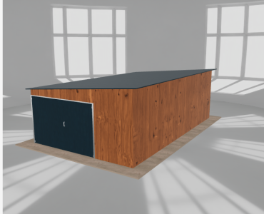 Mobilgarázs 4,5x7,5 m, egyállásos, bal oldalra lejtő tetős, aranytölgy