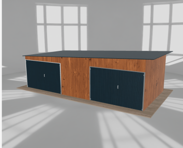 Mobilgarázs 8x4 m, kétállásos, bal oldalra lejtő tetős, aranytölgy