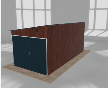 Mobilgarázs 2,5x5,5 m, egyállásos, bal oldalra lejtő tetős, sötét dió