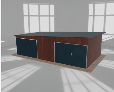Mobilgarázs 8x4,5 m, kétállásos, bal oldalra lejtő tetős, sötét dió