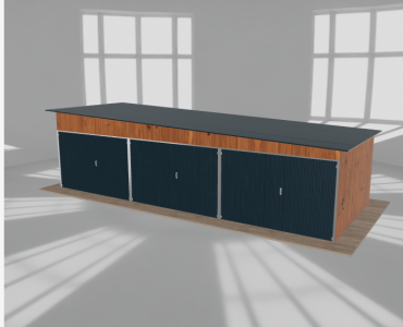 Mobilgarázs 9x3,5 m, háromállásos, jobb oldalra lejtő tetős, aranytölgy
