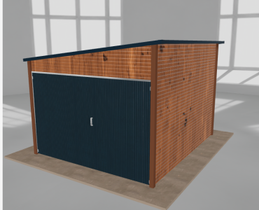 Szerszámos ház 3x3,5 m, bal oldalra lejtő tetős, aranytölgy