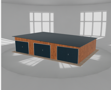 Mobilgarázs 11x8 m, háromállásos, jobb oldalra lejtő tetős, aranytölgy
