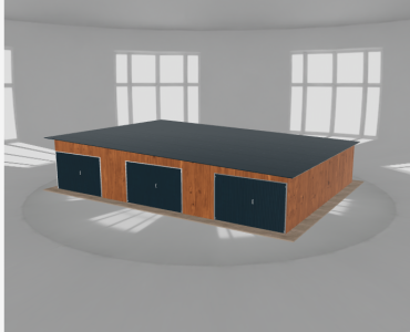 Mobilgarázs 12x9 m, háromállásos, jobb oldalra lejtő tetős, aranytölgy
