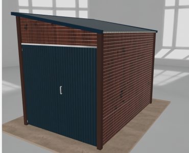 Szerszámos ház 2x3 m, jobb oldalra lejtő tetős, sötét dió