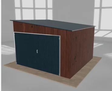 Szerszámos ház 3,5x3,5 m, jobb oldalra lejtő tetős, sötét dió
