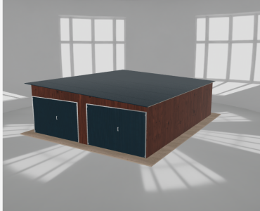 Mobilgarázs 6,5x8,5 m, kétállásos, jobb oldalra lejtő tetős, sötét dió