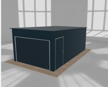 Mobilgarázs 3,5x6 m, egyállásos, hátra lejtő tetős, grafit - model 2