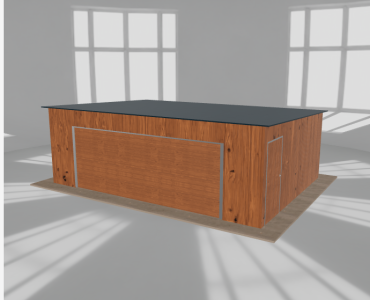 Mobilgarázs 7x5 m, egyállásos, hátra lejtő tetős, aranytölgy - model 2